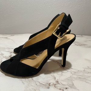 Michael Kors Suede Womens 6 M Black Slingback Ankle Dress Casual Heels
